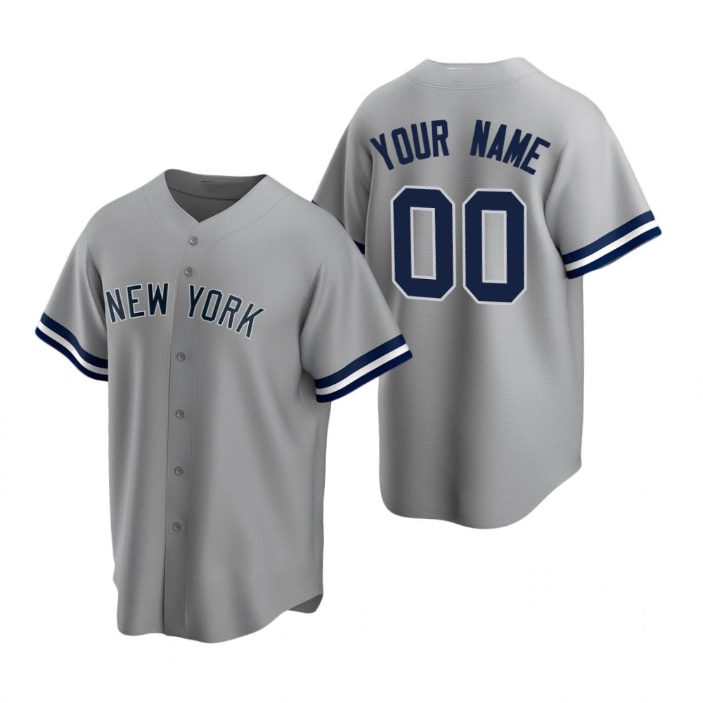 Custom New York Yankees Gray Fedasgoge Stitched Cool Base Road Jersey