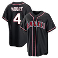 Los Angeles Angels #4 Christian Moore Player Black Fedasgoge Fashion Out Home Game Stitched Jerseys