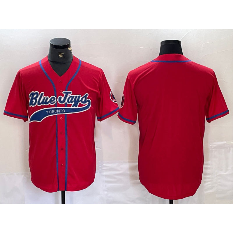 Toronto Blue Jays Blank Red Fedasgoge Cool Base Stitched Jersey