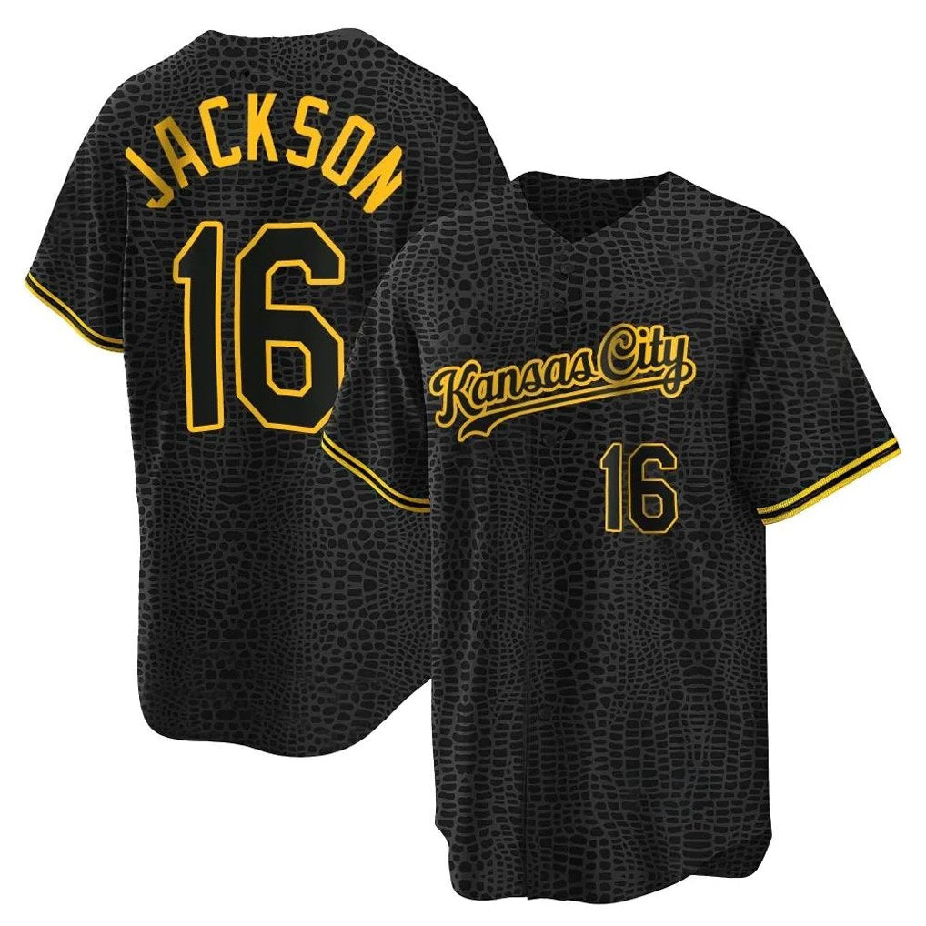 Kansas City Royals #16 Bo Jackson Player Black Fedasgoge Snake Skin City Game Stitched Jerseys