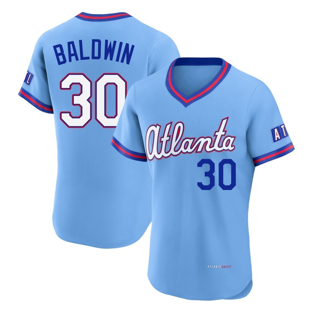 Atlanta Braves #30 Drake Baldwin Player Powder Blue Fedasgoge 2026 City Connect T-shirt Limited Elite Home Game Stitched Jerseys