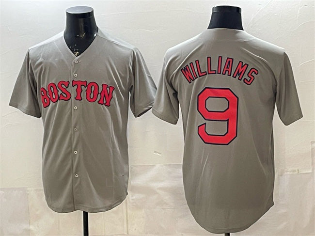 Boston Red Sox #9 Ted Williams Grey Fedasgoge Cool Base Stitched Jersey