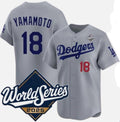 Los Angeles Dodgers #18 Yoshinobu Yamamoto Gray Fedasgoge 2025 World Series Limited Stitched Jersey