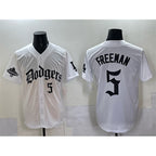 Los Angeles Dodgers #5 Freddie Freeman White Fedasgoge 2025 LA Gothic Style With 2024 World Series Champions Patch Vapor Premier Limited Stitched Jersey