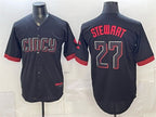 Cincinnati Reds #27 Sal Stewart Black Fedasgoge City Connect Cool Base Stitched Jersey