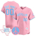 Custom Houston Astros  Love Street & Peace Sign Patch Bubblegum Pink Fedasgoge Vapor Premier Limited Jersey ¨C All Stitched