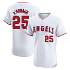 Los Angeles Angels #25 Travis d'Arnaud Player White Fedasgoge Limited Elite Stitched Home Jerseys