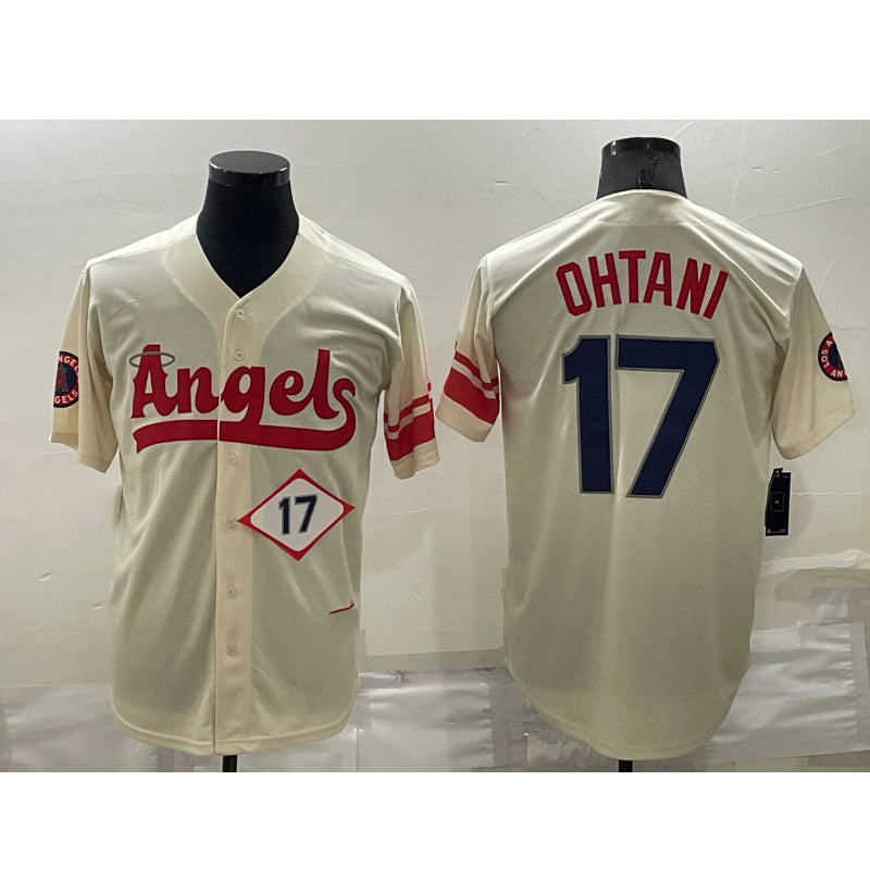Los Angeles Angels #17 Shohei Ohtani Number Cream Fedasgoge 2022 City Connect Cool Base Stitched Jersey