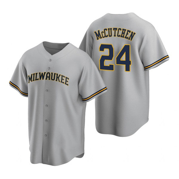 Milwaukee Brewers #24 Andrew McCutchen Gray Fedasgoge Cool Base Stitched Jersey