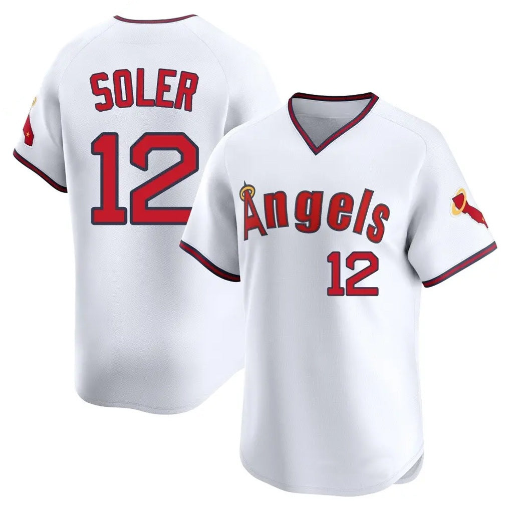 Los Angeles Angels #12 Jorge Soler Player White Fedasgoge T-shirt Home Limited Stitched Jerseys