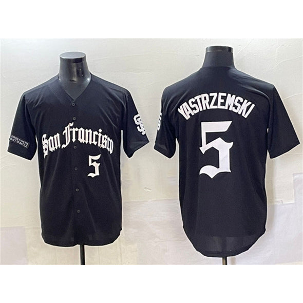 San Francisco Giants #5 Mike Yastrzemski Black Fedasgoge 'Gothic Fog Edition' Vapor Premier Limited Stitched Jersey