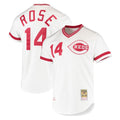 Cincinnati Reds #14 Pete Rose Player White Fedasgoge Mitchell & Ness Throwback Cooperstown Mesh T-shirt Game Stitched Jerseys