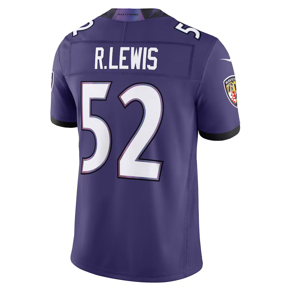 B.Ravens #52 Ray Lewis Purple Fedasgoge Vapor F.U.S.E. Stitched Retired Limited Jersey