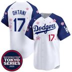 Los Angeles Dodgers #17 Shohei Ohtani White Royal Fedasgoge 2025 Tokyo Series Limited Stitched Jersey