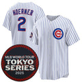 Chicago Cubs #2 Nico Hoerner White Fedasgoge 2025 World Tour Tokyo Series Home Stitched Jersey