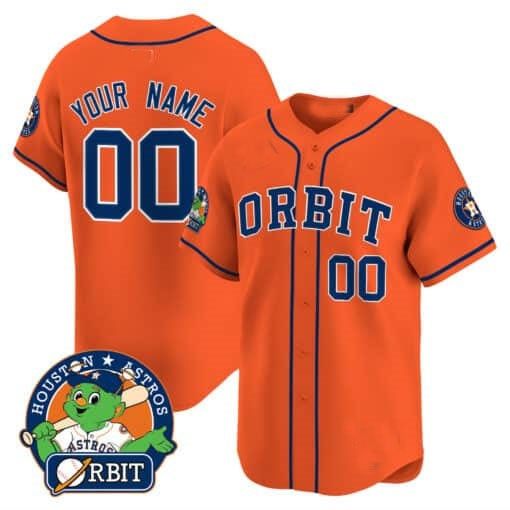 Custom Houston Astros Orbit Patch Vapor Premier Limited Jersey ¨C Orange Fedasgoge