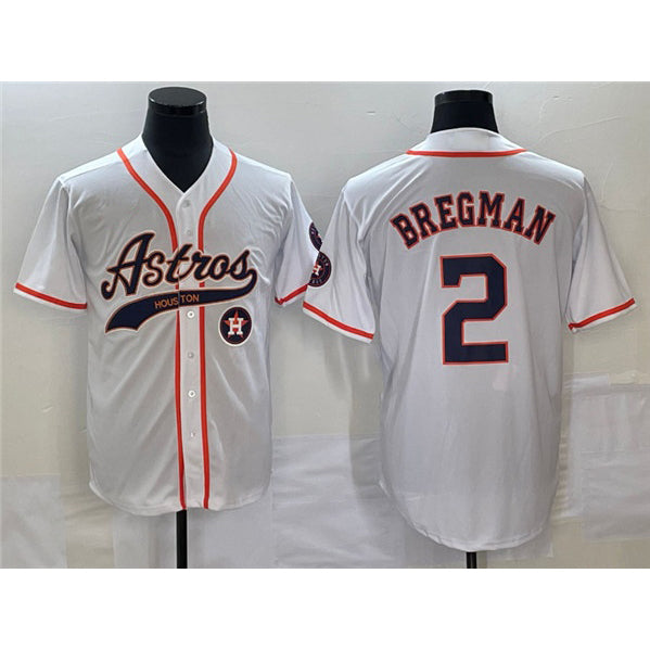 Houston Astros #2 Alex Bregman White Fedasgoge With Patch Cool Base Stitched Jersey