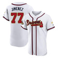 Atlanta Braves #77 Joe Jimenez Player White Gold Fedasgoge Limited Elite Home Game Stitched Jerseys