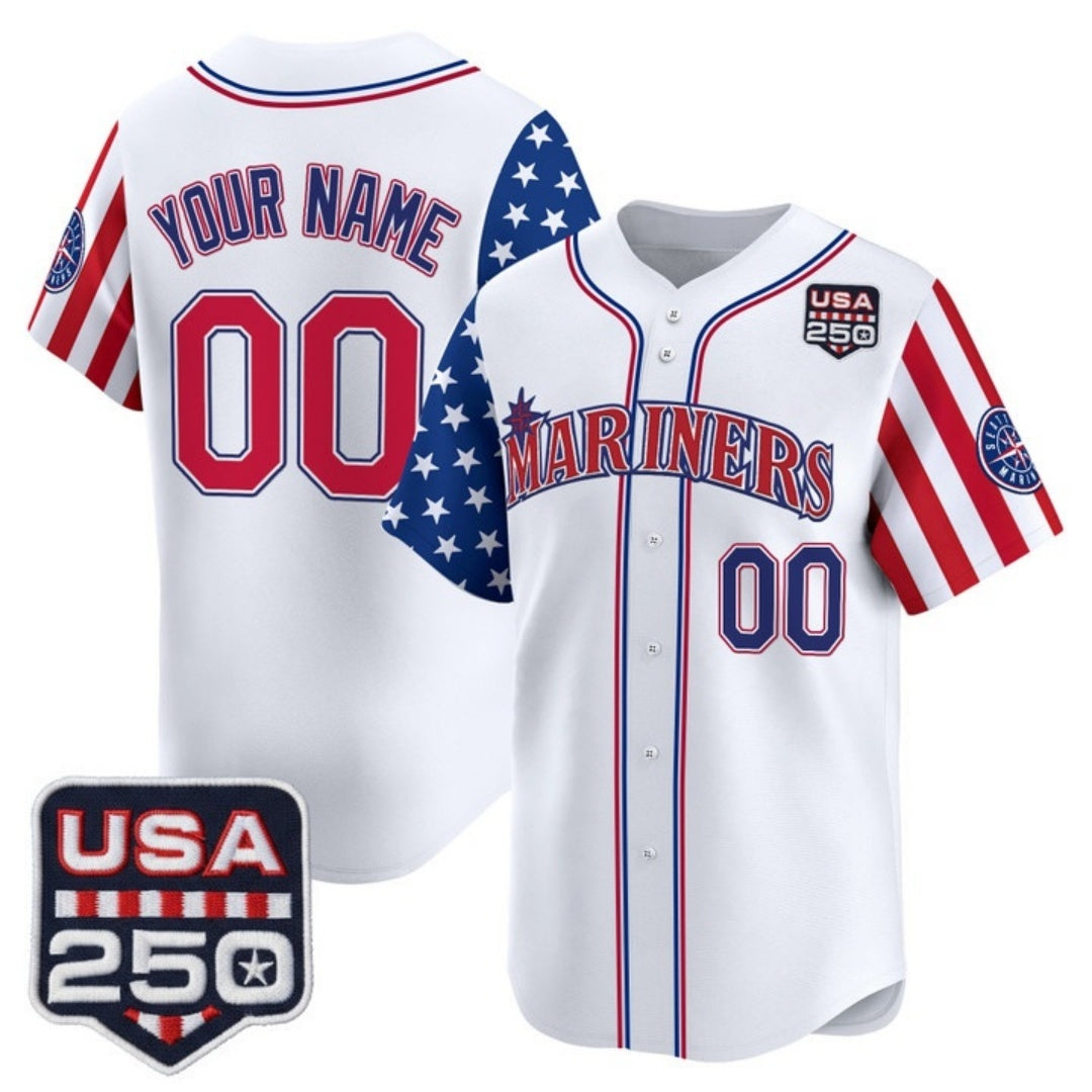 Custom Seattle Mariners America 250 Edition Vapor Premier Limited White Fedasgoge Stitched Jerseys