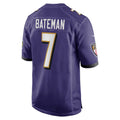 B.Ravens #7 Rashod Bateman Purple Fedasgoge Game Player Jersey