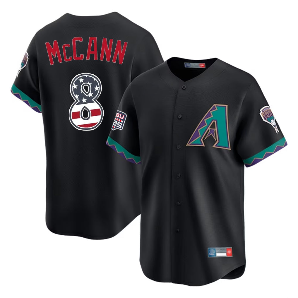 Arizona Diamondbacks #8 James McCann Player Black Fedasgoge USA 250 Fourth of July Home Game Stitched Jerseys