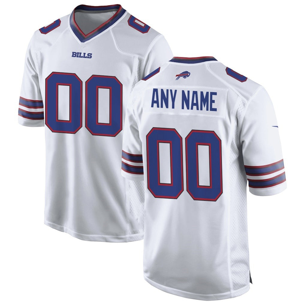 Custom B.Bills White Fedasgoge Game Jersey