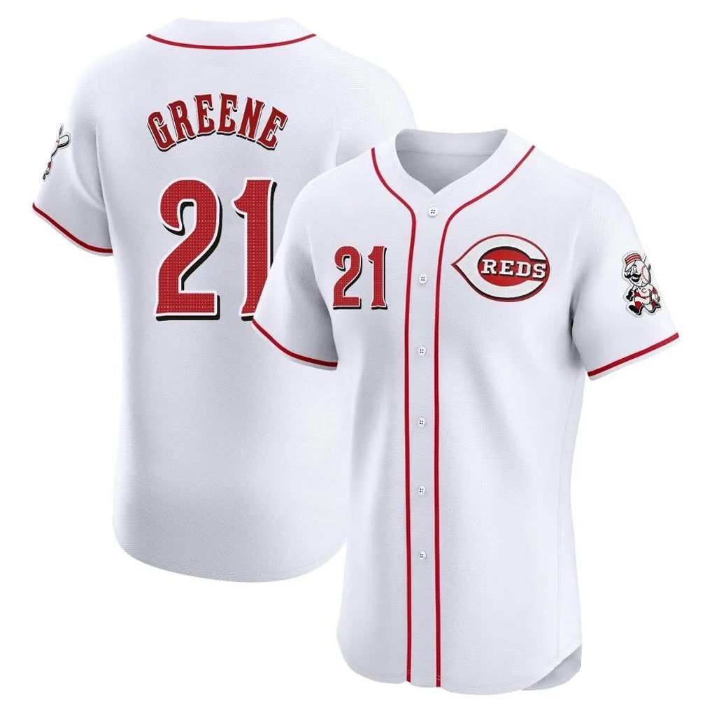 Cincinnati Reds #21 Hunter Greene Player White Fedasgoge Limited Elite Home Stitched Jerseys