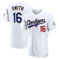 Los Angeles Dodgers #16 Will Smith White Fedasgoge 2026 Gold Collection Authentic Jersey