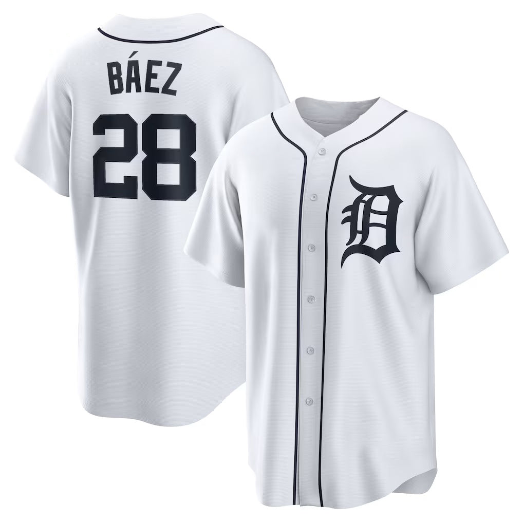 Detroit Tigers #28 Javier Baez White Fedasgoge Home Replica Player Jersey