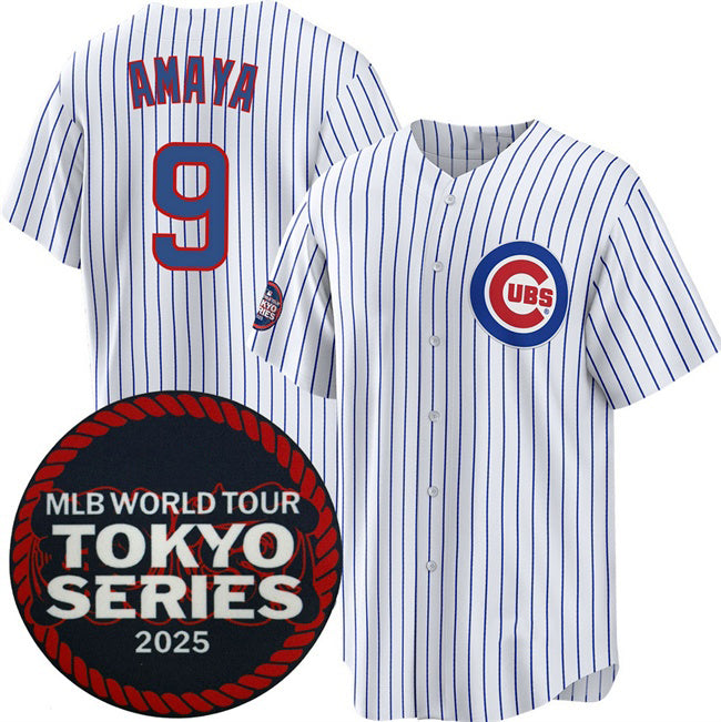 Chicago Cubs #9 Miguel Amaya White Fedasgoge 2025 World Tour Tokyo Series Home Stitched Jersey