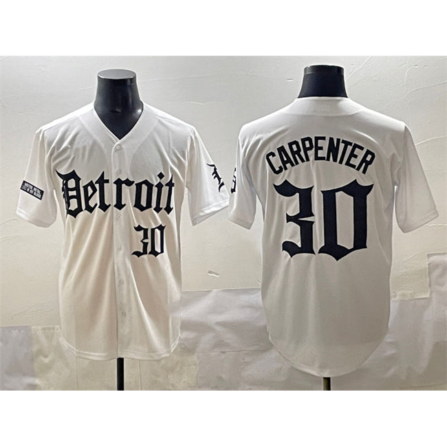 Detroit Tigers #30 Kerry Carpenter White Fedasgoge 'Motor Gothic Edition' Vapor Premier Limited Stitched Jersey