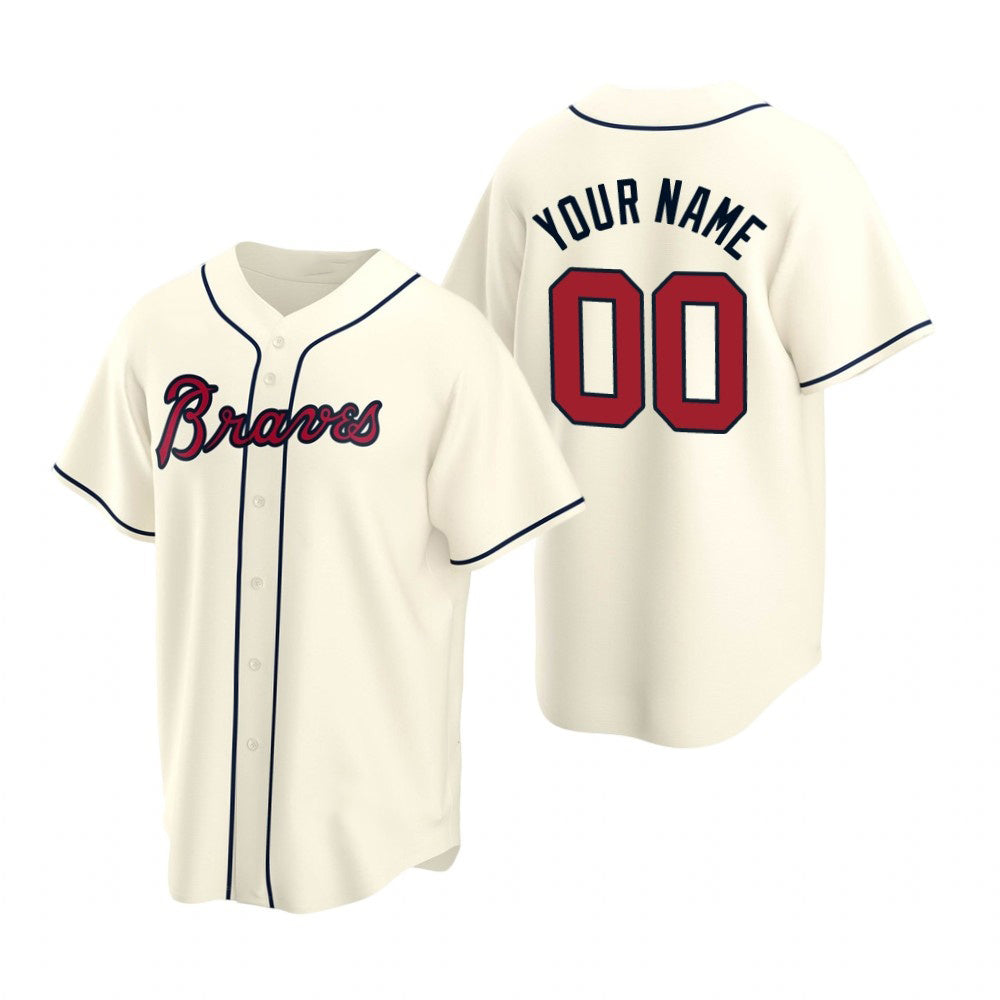 Custom Atlanta Braves Cream Fedasgoge 2020 Stitched Cool Base Jersey