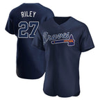 Atlanta Braves #27 Austin Riley Player Navy Fedasgoge Alternate Limited Elite Home Game Stitched Jerseys