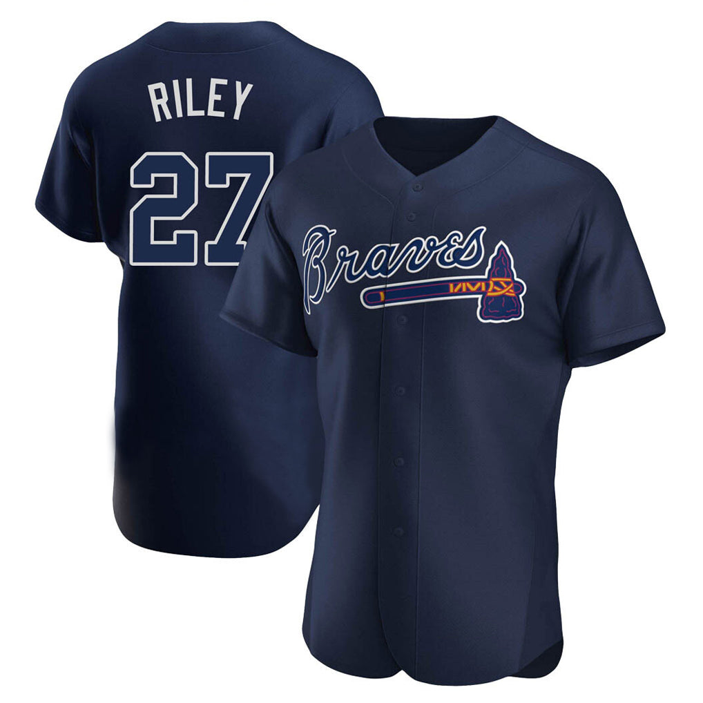 Atlanta Braves #27 Austin Riley Player Navy Fedasgoge Alternate Limited Elite Home Game Stitched Jerseys