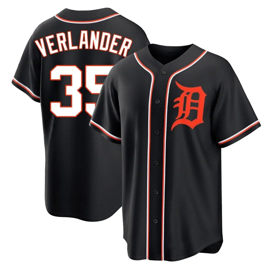 Detroit Tigers #35 Justin Verlander Player Black Fedasgoge Fashion Out Home Game Stitched Jerseys