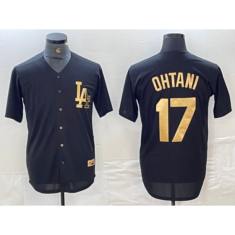 Los Angeles Dodgers #17 Shohei Ohtani Black Gold Fedasgoge Cool Base Stitched Jersey