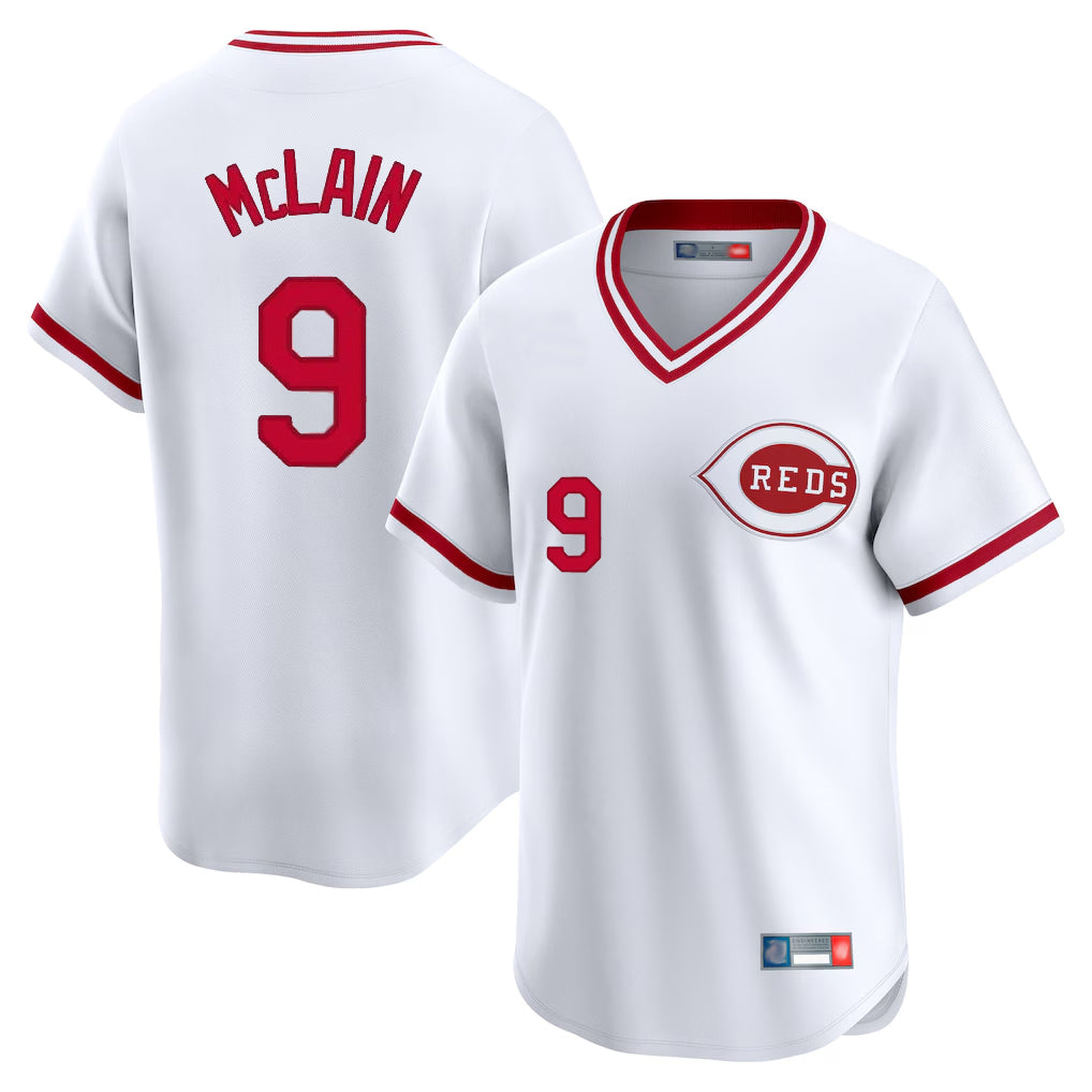 Cincinnati Reds #9 Matt McLain Player White Fedasgoge Cooperstown Collection Limited T-shirt Home Stitched Jerseys