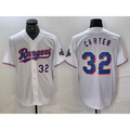 Texas Rangers #32 Evan Carter Number White Fedasgoge 2023 World Series Champions Cool Base Jerseys