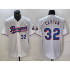 Texas Rangers #32 Evan Carter Number White Fedasgoge 2023 World Series Champions Cool Base Jerseys