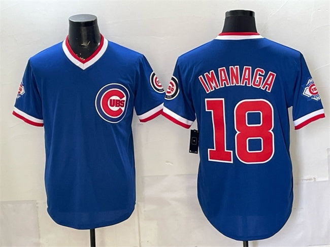 Chicago Cubs #18 Shota Imanaga Royal Fedasgoge 150th Anniversary Throwback Vapor Limited Stitched Jersey