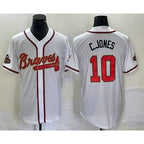 Atlanta Braves #10 Chipper Jones 2022 White Gold Fedasgoge World Series Champions Program Cool Base Stitched Jersey