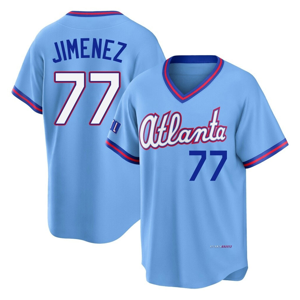 Atlanta Braves #77 Joe Jimenez Player Powder Blue Fedasgoge 2026 City Connect T-shirt Home Game Stitched Jerseys