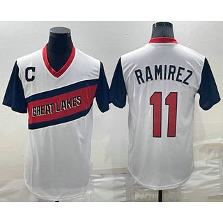Cleveland Indians #11 Jose Ramirez White Fedasgoge 2021 Little League Classic Stitched Jersey