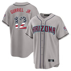 Arizona Diamondbacks #12 Lourdes Gurriel Jr Player Gray Fedasgoge USA 250 Fourth of July Home Game Stitched Jerseys