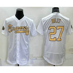 Atlanta Braves #27 Austin Riley White FOULKSSHOP 2022 All Star Stitched Flex Base Jersey