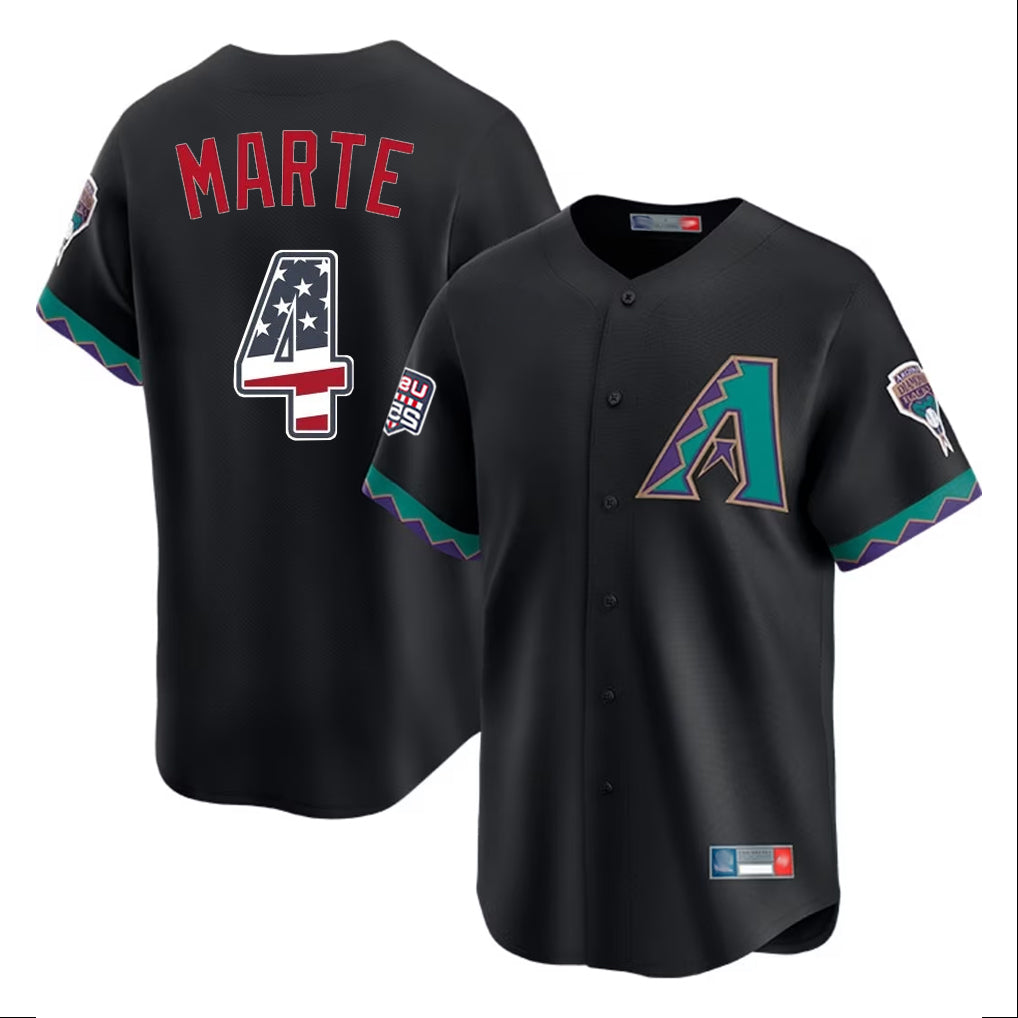 Arizona Diamondbacks #4 Ketel Marte Player Black Fedasgoge USA 250 Fourth of July Home Game Stitched Jerseys
