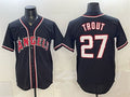 Los Angeles Angels #27 Mike Trout 2026 Fashion Replica Black Fedasgoge Out Stitched Jersey
