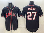 Los Angeles Angels #27 Mike Trout 2026 Fashion Replica Black Fedasgoge Out Stitched Jersey