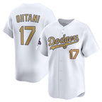 Los Angeles Dodgers #17 Shohei Ohtani White Fedasgoge 2025 Gold Collection Limited Stitched Jersey
