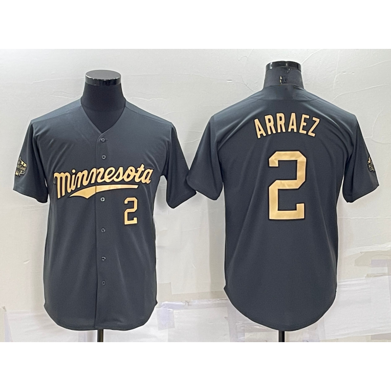 Minnesota Twins #2 Luis Arraez Number Charcoal Fedasgoge 2022 All-Star Cool Base Stitched Jersey